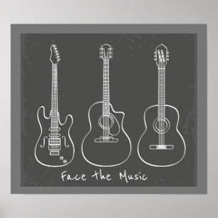 Poster Enfrente o trio retro da guitarra da chalaça da