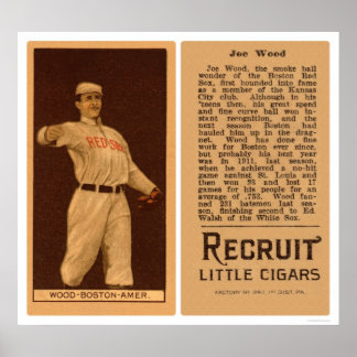 Pôster Enfumaçado Joe Wood Red Sox Baseball 1912