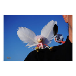 Pôster Engel fubby op mijn schouder met uitdagend Monster