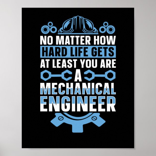 Poster Engenharia Mecânica Sem Como Duro Engenheiro (Frente)