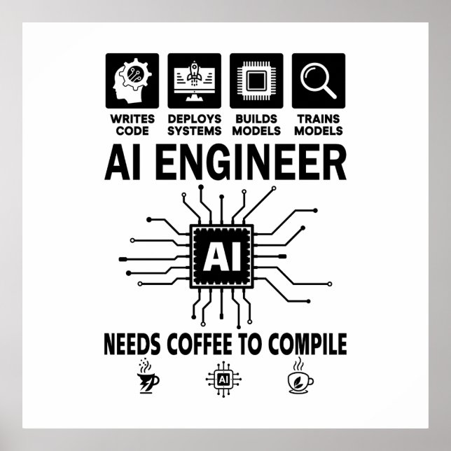 Poster Engenheiro de IA Engraçado Programador Desenvolved (Frente)