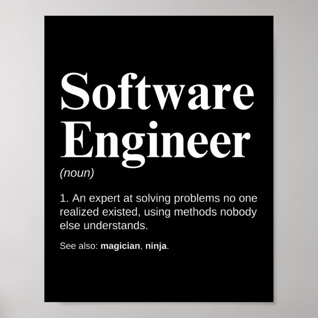 Poster Engenheiro de Software Definição Engraçada de Enge (Frente)