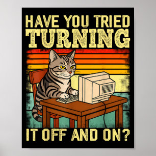 Poster Engenheiro de Tecnologia de Gato Suporte Humor Tec