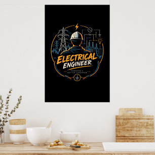 Poster Engenheiro Elétrico Impulsionando um Amanhã Melhor