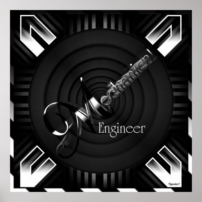 Poster Engenheiro mecânico Deco Flare (Frente)