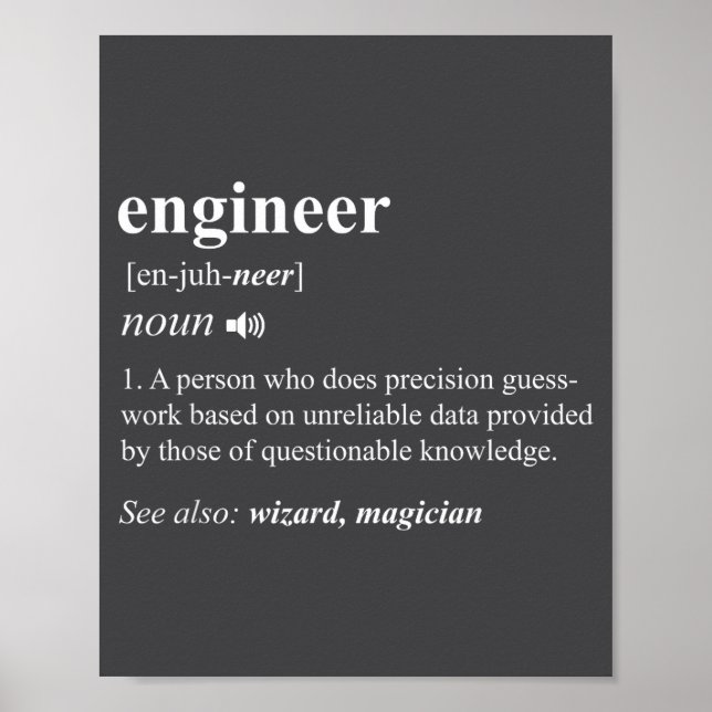 Poster Engineer Definition Funny Engineering Mechanical C (Frente)