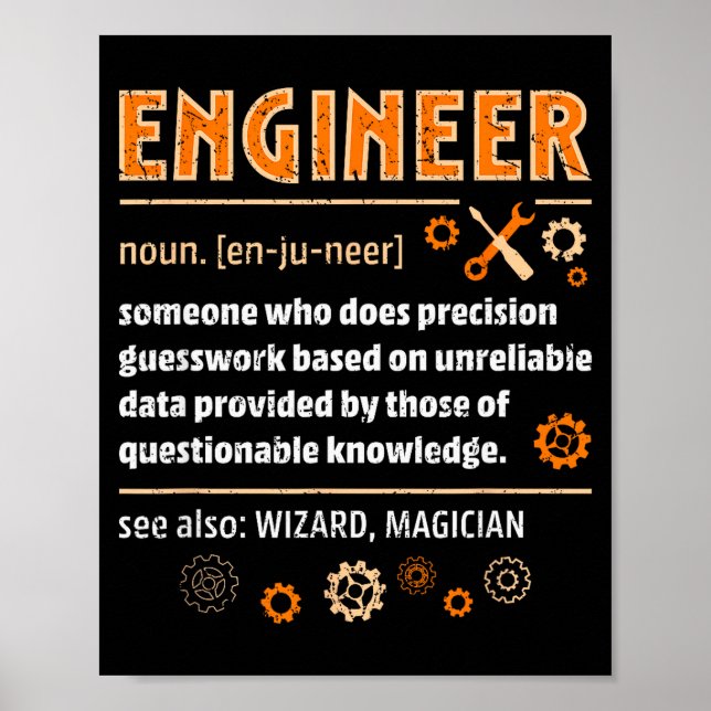 Poster Engineer Definition Funny Engineering Nerdy Scienc (Frente)