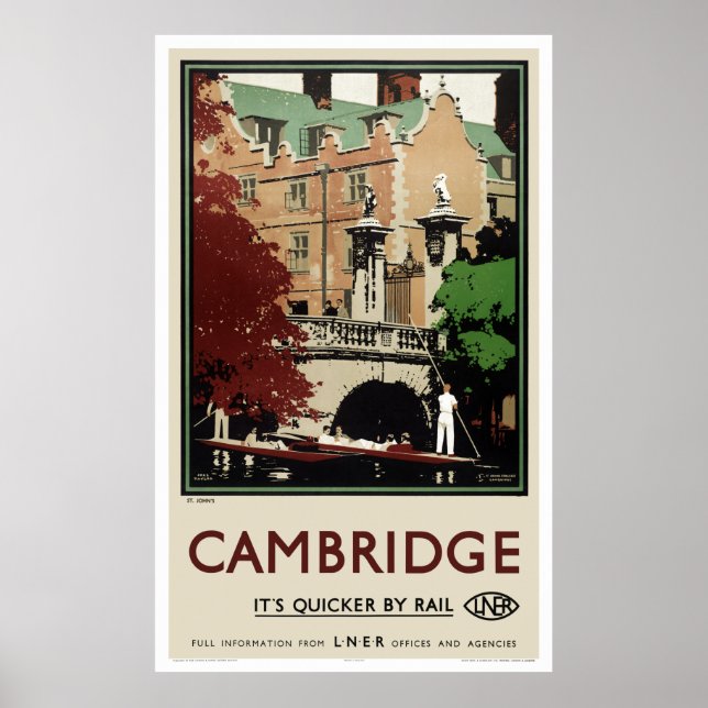 Poster England Cambridge Viagens vintage Restore (Frente)