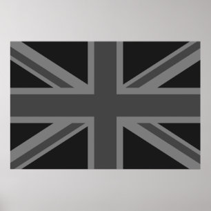 Pôster England Flag Black Cinza
