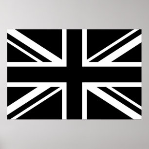 Poster England Flag Black White