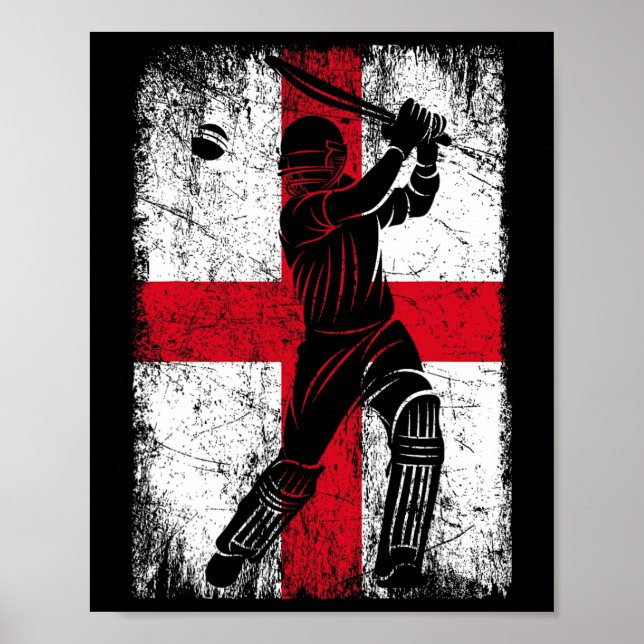 Poster England Flag Cricket Jersey Fan Player Coach  (Frente)