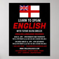 England UK Flag, English Language Course Advert