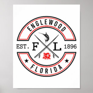 Poster Englewood Flórida Fl Surfista Retro Frente à Praia