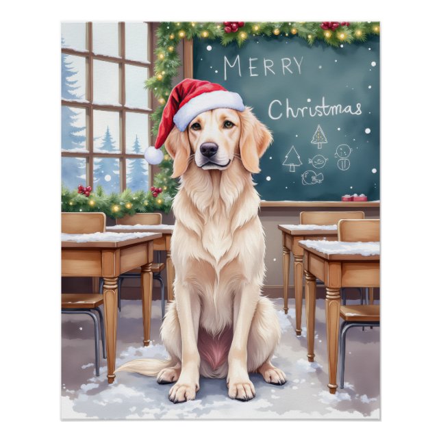 Pôster English Setter Cozy Classroom Teacher Santa (Frente)