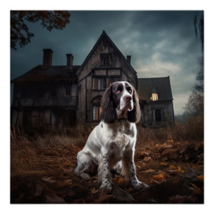 Pôster English Springer Spaniel Dia das Bruxas Assustador