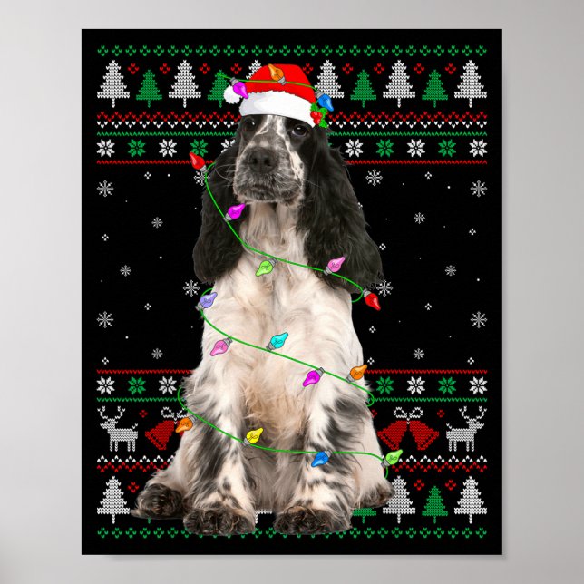 Poster English Springer Spaniel Dog Christmas Ugly Sweate (Frente)
