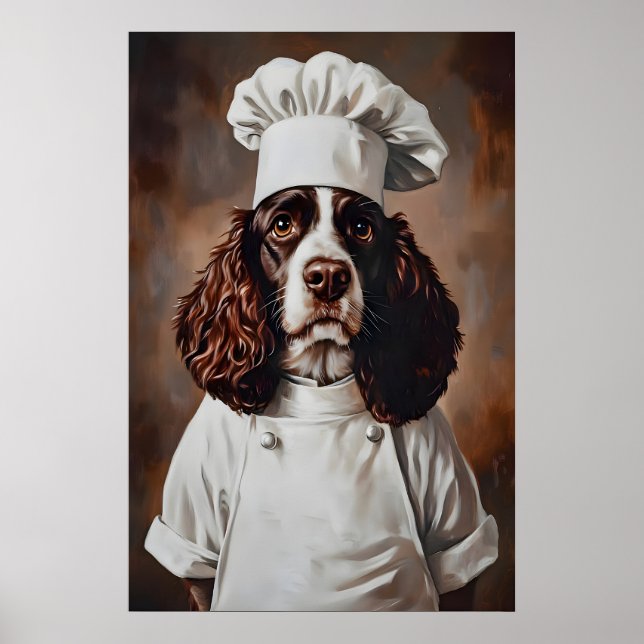 Poster English Springer Spaniel In Chefs Hat Poster, Pet (Frente)