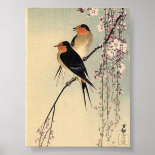 Poster Engordas com arbustos - Ohara Koson