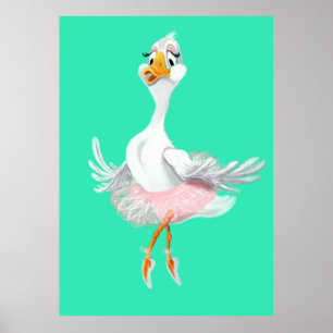 Poster engraçada com Pato de Ballerina - Pintura