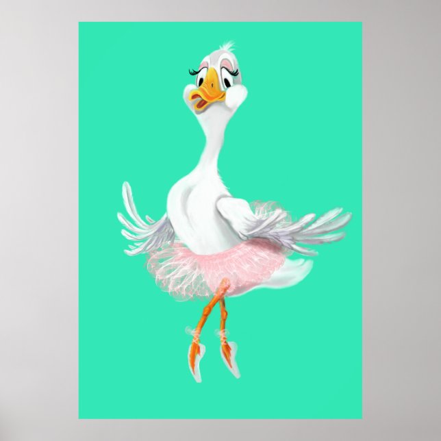 Poster engraçada com Pato de Ballerina - Pintura (Frente)