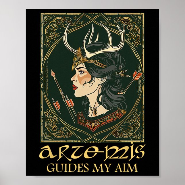 Poster Engraçada Deusa Grega Artemis Deer Caçando Mitolog (Frente)