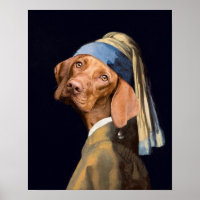 Engraçada Garota Cachorra com uma Pérola a Chorar 