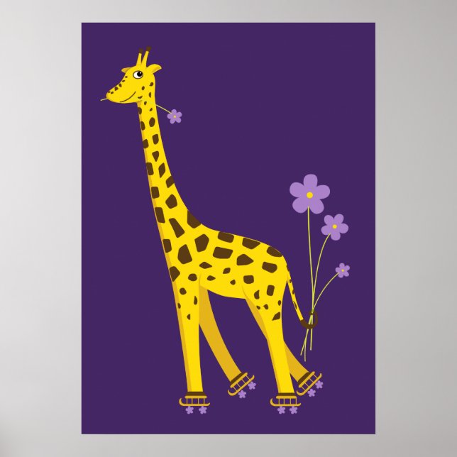 Pôster Engraçada Girafa Roller Caçando Crianças (Frente)