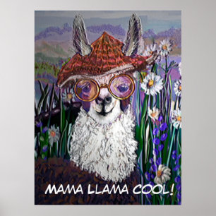 Poster Engraçada Mãe Llama Mantenha Sua Legal