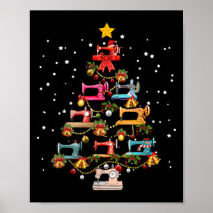 Poster Engraçada Máquina de Costura Árvore de Natal Orna