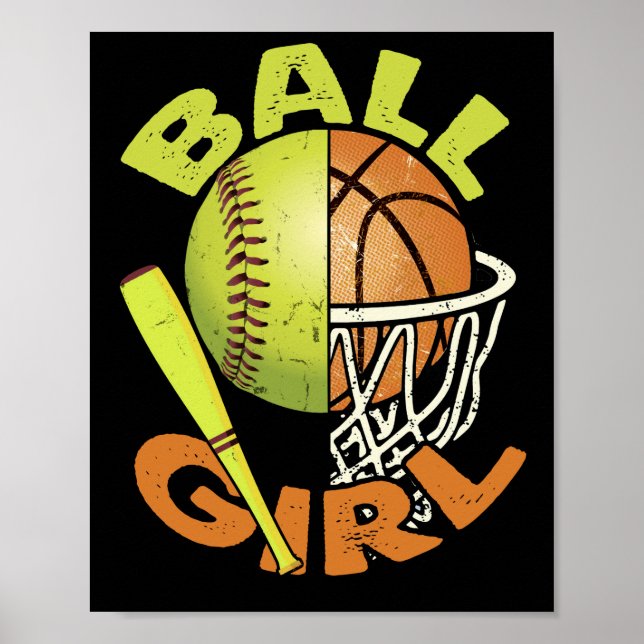 Poster Engraçada Moça de Basquete (Frente)