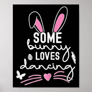 Poster Engraçada Páscoa Coelhinha Orelha Dançando Pôr For