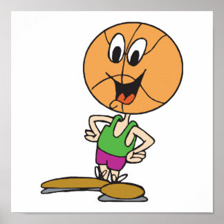Pôster engraçada personagem de basquete