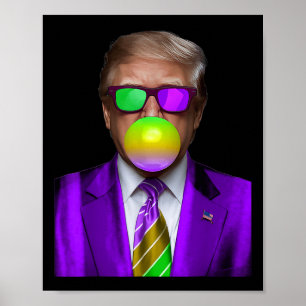 Poster Engraçada Tremor Goma Negra Camisa Trump Mardi Gra