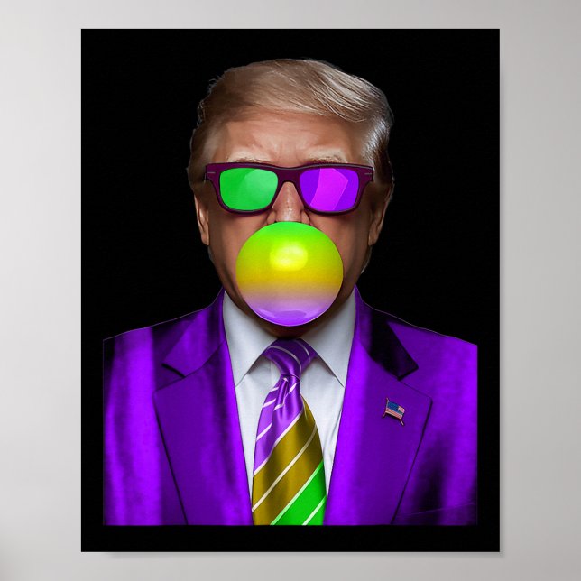 Poster Engraçada Tremor Goma Negra Camisa Trump Mardi Gra (Frente)