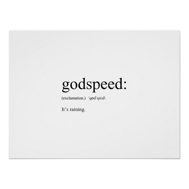 Pôster Engraçadas definições em inglês: Godspeed (Frente)