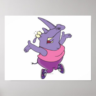 Pôster engraçadinho exercitando o rhino trabalhar desenh