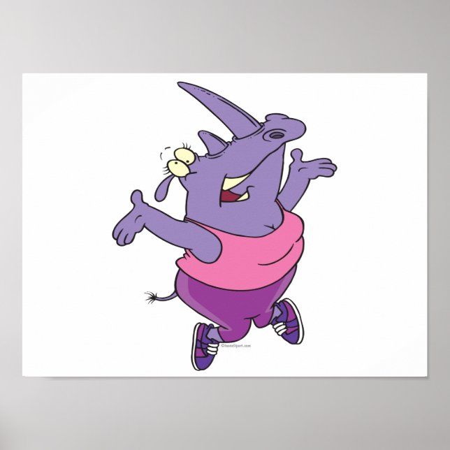 Pôster engraçadinho exercitando o rhino trabalhar desenho (Frente)