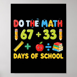 Poster Engraçado 100 Dias Equação Matemática Escolar Alun