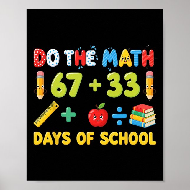 Poster Engraçado 100 Dias Equação Matemática Escolar Alun (Frente)