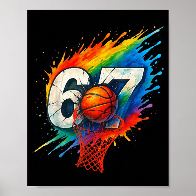 Poster Engraçado 67 Basquete Seis Sete 6 7 Meme 67 (Frente)