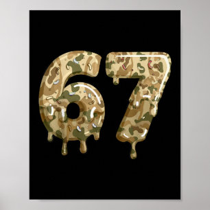 Poster Engraçado 67 Camo Drip Meme Six Seven Gíria Alfa