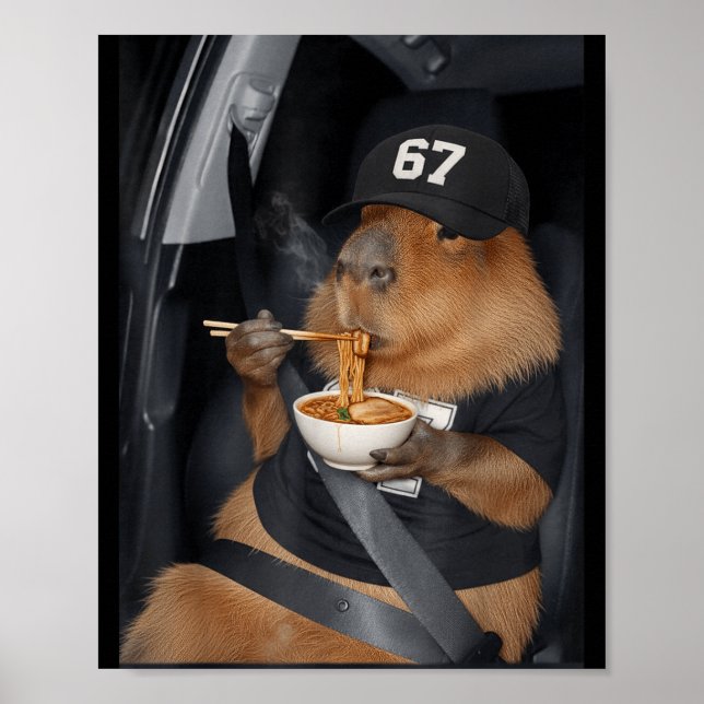 Poster Engraçado 67 Capivara Comendo Ramen Gen (Frente)