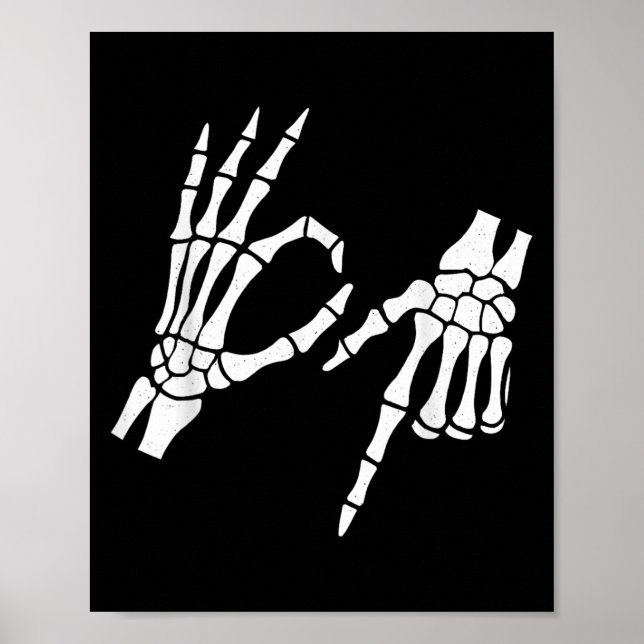 Poster Engraçado 67 Mãos Esqueletais de Halloween de Seis (Frente)