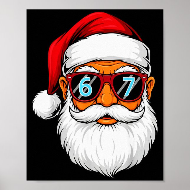 Poster Engraçado 6 7 Seis Sete Meme Rosto do Papai Noel N (Frente)