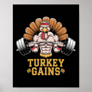 Poster Engraçado Ação de Graças Turquia ganha Motivação T