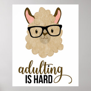 Poster Engraçado Adultar é o Hipster Duro Llama