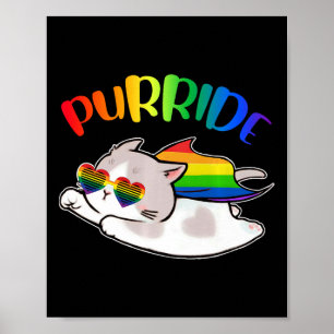 Poster Engraçado Ally Cat Purride Lgbtq Orgulho gay Rainb