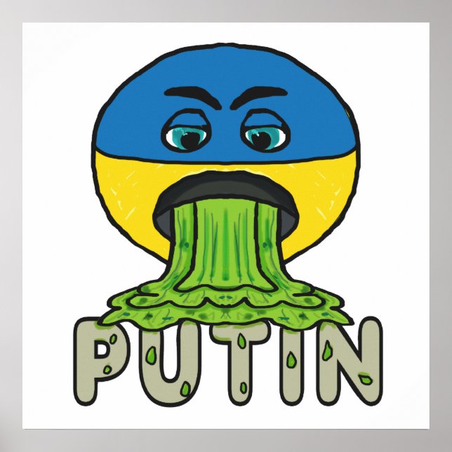 Poster Engraçado Anti Putin Vomit Emoji (Frente)