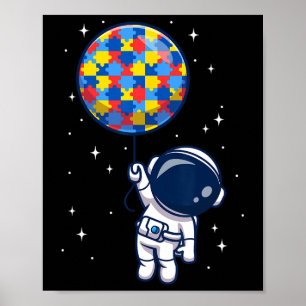 Poster Engraçado Astronauta Bylon Autismo Espaço de Consc