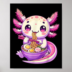 Poster Engraçado Axolotl Noodle Anime Kawaii Axolotl come